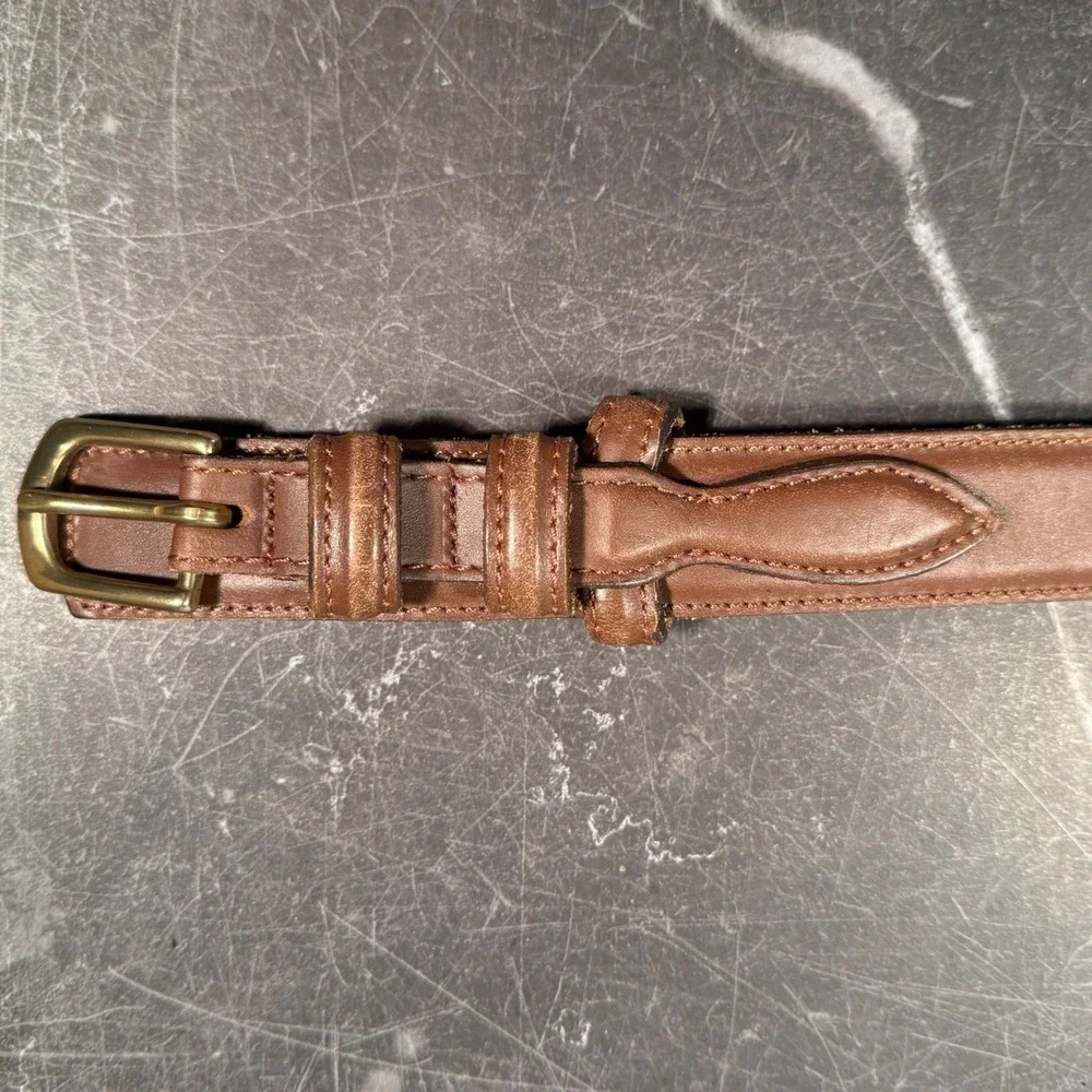 L.L.‎ Bean Brown Leather Belt Brass Buckle Heritage Equestrian Style Size 34/36